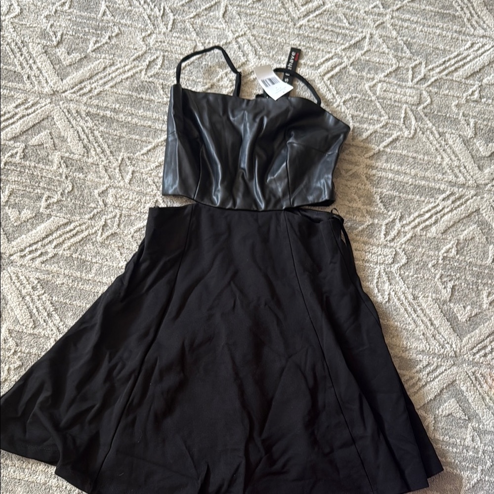 Miss Behave Black Fit and Flare cutout Dress Spaghetti Straps